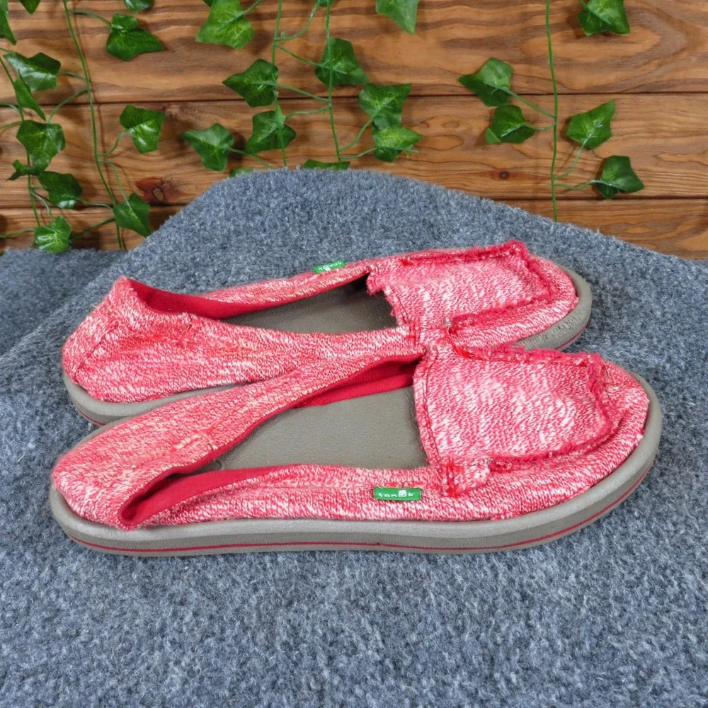 Sanuk‎ Donna Girls Loafer Slip On Shoe Size 4Y Casual Comfort Pink White Marl
